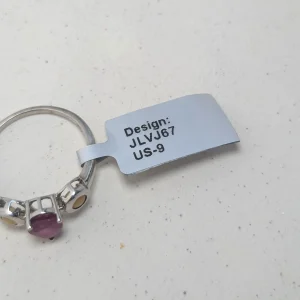Sterling Silver Ruby Opal Ring, Teardrop Pink Fire - Image 3