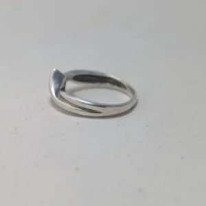 Vintage Silver CZ Solitaire Ring, Twisted Band - Image 4