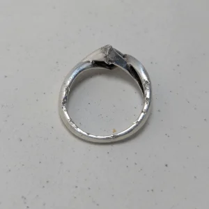 Vintage Silver CZ Solitaire Ring, Twisted Band - Image 6
