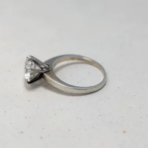 Vintage Sterling Silver Solitaire Ring, CZ Round High Setting - Image 10