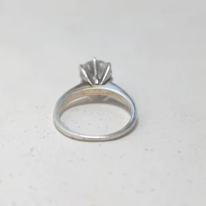 Vintage Sterling Silver Solitaire Ring, CZ Round High Setting - Image 11
