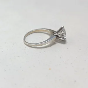 Vintage Sterling Silver Solitaire Ring, CZ Round High Setting - Image 12