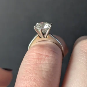 Vintage Sterling Silver Solitaire Ring, CZ Round High Setting - Image 3