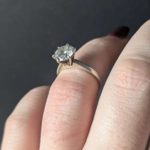 Vintage Sterling Silver Solitaire Ring, CZ Round High Setting - Image 5