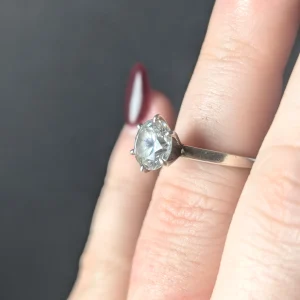 Vintage Sterling Silver Solitaire Ring, CZ Round High Setting - Image 6