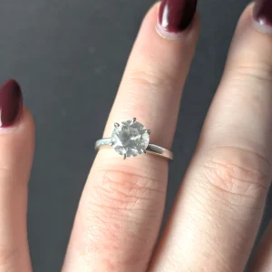 Vintage Sterling Silver Solitaire Ring, CZ Round High Setting - Image 7