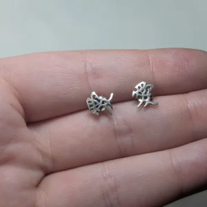 Sterling Silver Japenese Love Earrings, Kanji Character Stud - Image 2