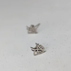 Sterling Silver Japenese Love Earrings, Kanji Character Stud - Image 4