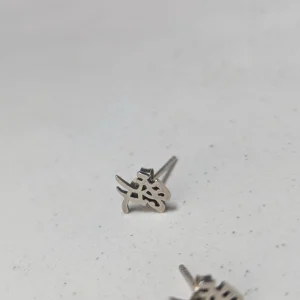 Sterling Silver Japenese Love Earrings, Kanji Character Stud - Image 5