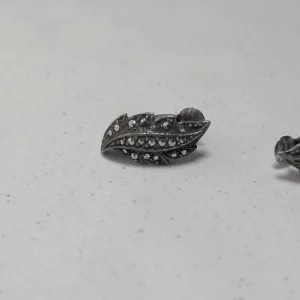 Vintage Sterling Silver Marcasite Earrings, Clip On Flower Spray - Image 7