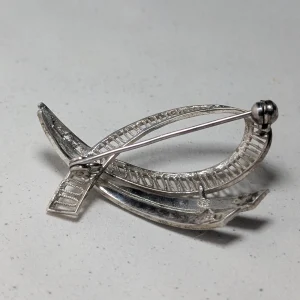 Vintage Sterling Silver Filigree Brooch, Crossover Marcasite - Image 5