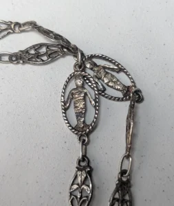 Antique Italian Silver Grand Tour Necklace, Andrea Della Robbia Swaddled Infant Chain - Image 12