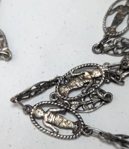 Antique Italian Silver Grand Tour Necklace, Andrea Della Robbia Swaddled Infant Chain - Image 6