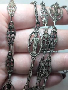 Antique Italian Silver Grand Tour Necklace, Andrea Della Robbia Swaddled Infant Chain - Image 9