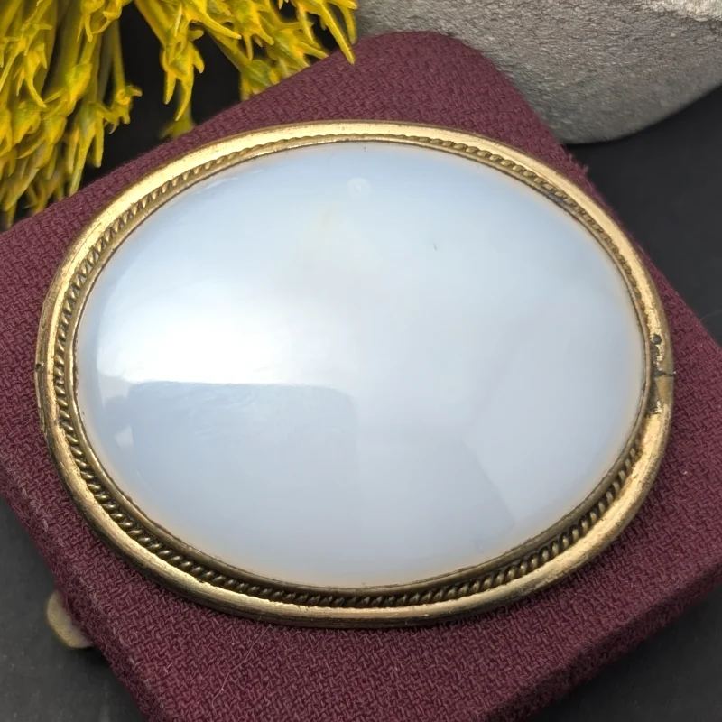 Antique White Chalcedony Brooch