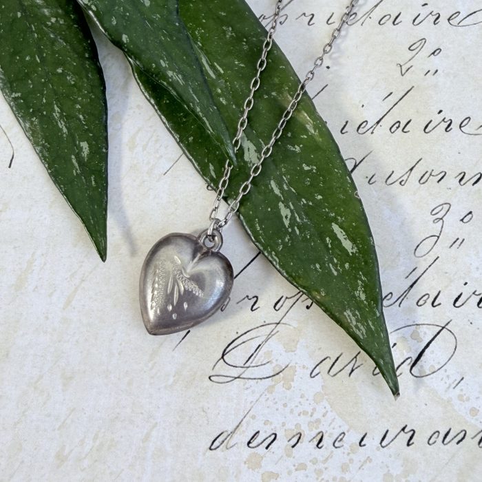 Vintage Sterling Silver Puffy Heart Necklace