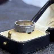 Vintage Sterling Silver Hammered Band, Wedding Ring Brushed