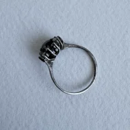 Vintage Silver Blue Stone Halo Ring, Flower CZ - Image 5