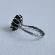 Vintage Silver Blue Stone Halo Ring, Flower CZ - Image 6