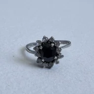 Vintage Silver Blue Stone Halo Ring, Flower CZ - Image 7