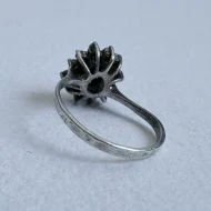 Vintage Silver Blue Stone Halo Ring, Flower CZ - Image 9