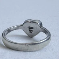 Vintage Sterling Silver Opal Heart Ring, Stacking Band Blue Green - Image 8