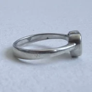 Vintage Sterling Silver Opal Heart Ring, Stacking Band Blue Green - Image 9