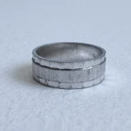 Vintage Sterling Silver Hammered Band, Wedding Ring Brushed - Image 7