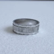 Vintage Sterling Silver Hammered Band, Wedding Ring Brushed - Image 4