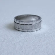 Vintage Sterling Silver Hammered Band, Wedding Ring Brushed - Image 9