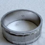 Vintage Sterling Silver Hammered Band, Wedding Ring Brushed - Image 6