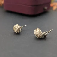 Vintage Silver Hedgehog Stud Earrings, Whimsy Animal - Image 5