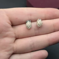 Vintage Silver Hedgehog Stud Earrings, Whimsy Animal - Image 3