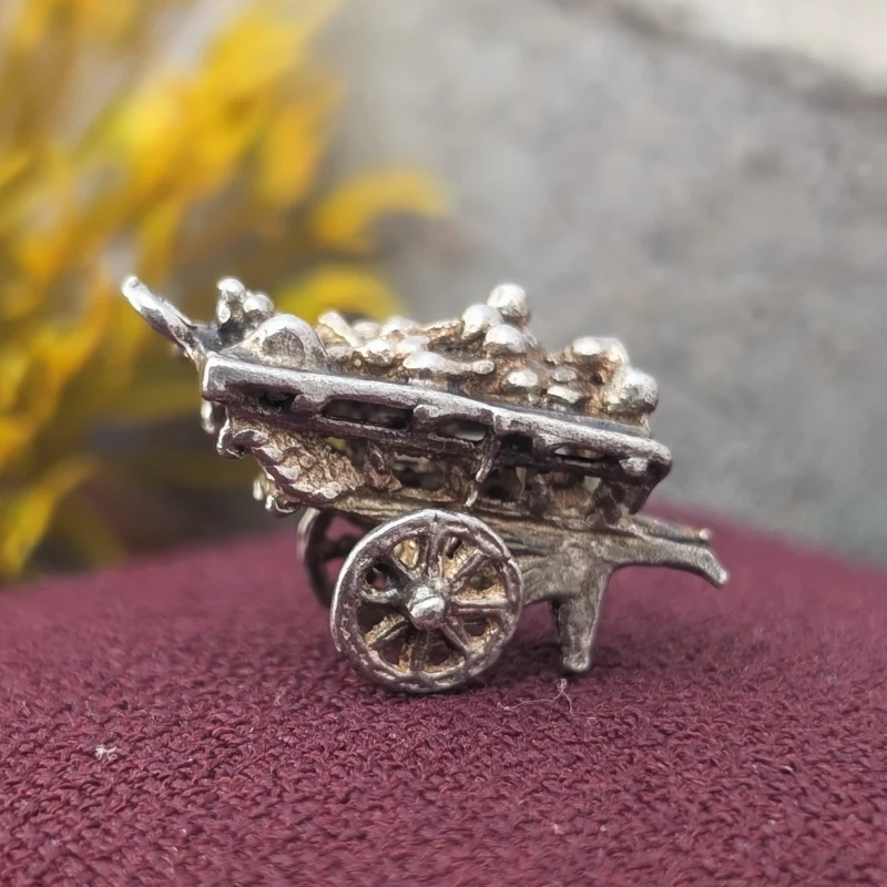 Vintage Silver Fruit Cart Charm