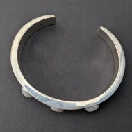 Vintage Sterling Silver Pearl Bangle, Modern Cuff Portuguese Chunky - Image 2