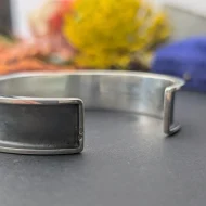 Vintage Sterling Silver Pearl Bangle, Modern Cuff Portuguese Chunky - Image 7