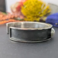 Vintage Sterling Silver Pearl Bangle, Modern Cuff Portuguese Chunky - Image 6