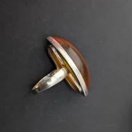 Vintage Sterling Silver Amber Navette Ring - Image 2