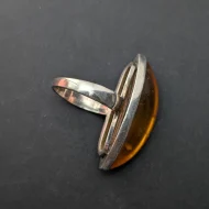 Vintage Sterling Silver Amber Navette Ring - Image 8
