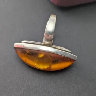 Vintage Sterling Silver Amber Navette Ring - Image 6