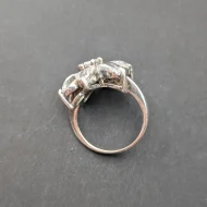 Sterling Silver Cluster Flower Ring, Chunky CZ Statement - Image 2