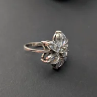 Sterling Silver Cluster Flower Ring, Chunky CZ Statement - Image 8