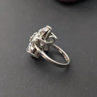 Sterling Silver Cluster Flower Ring, Chunky CZ Statement - Image 7