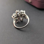 Sterling Silver Cluster Flower Ring, Chunky CZ Statement - Image 6