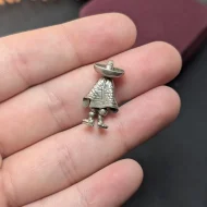 Vintage Mexican Silver Travel Charm, Poncho Sombrero Pendant - Image 3