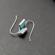 Vintage Sterling Silver Inlay Drop Earrings, Rectangle Blue Stone - Image 8