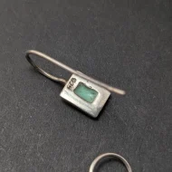 Vintage Sterling Silver Inlay Drop Earrings, Rectangle Blue Stone - Image 7