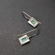 Vintage Sterling Silver Inlay Drop Earrings, Rectangle Blue Stone - Image 6