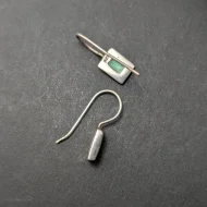 Vintage Sterling Silver Inlay Drop Earrings, Rectangle Blue Stone - Image 5