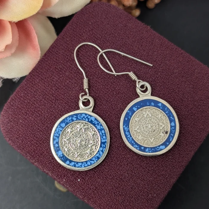 Vintage Sterling Silver Mexico Disc Earrings